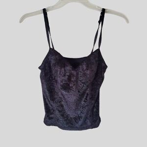 Vtg Dark Romantic Velvet Cami Top XS/S Underwire Padded Y2K Whimsigoth Soft Goth